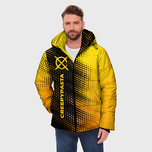 Мужская зимняя куртка CreepyPasta - gold gradient: по-вертикали / 3D-Черный – фото 3