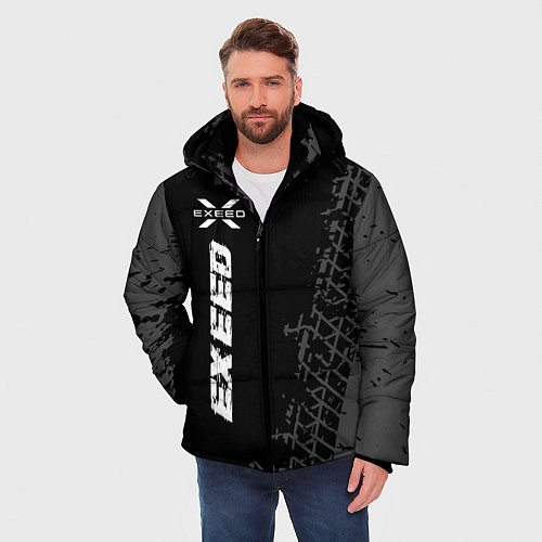 Мужская зимняя куртка Exeed speed на темном фоне со следами шин: по-верт / 3D-Черный – фото 3