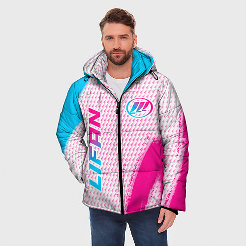 Мужская зимняя куртка Lifan neon gradient style: надпись, символ / 3D-Черный – фото 3