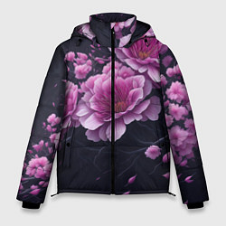Мужская зимняя куртка Ветки цветущей розовой сакуры