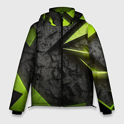 Мужская зимняя куртка Зеленые абстрактные осколки