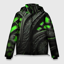 Куртка зимняя мужская Green black abstract, цвет: 3D-светло-серый