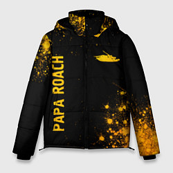 Куртка зимняя мужская Papa Roach - gold gradient: надпись, символ, цвет: 3D-черный