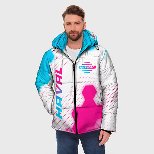 Мужская зимняя куртка Haval neon gradient style: надпись, символ / 3D-Черный – фото 3