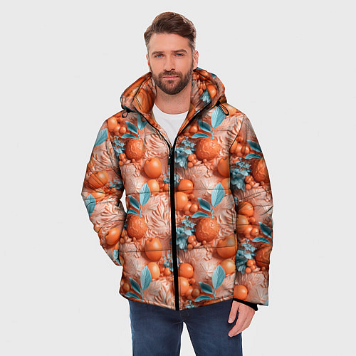 Мужская зимняя куртка Сочные фрукты клипарт / 3D-Черный – фото 3