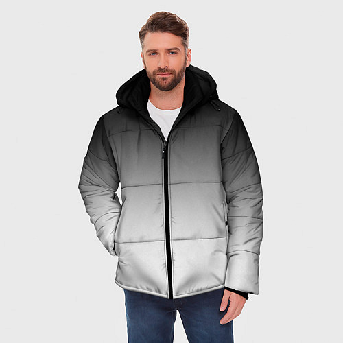 Мужская зимняя куртка Black and white gradient / 3D-Черный – фото 3