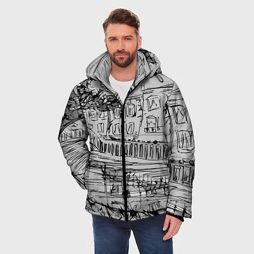 Мужская зимняя куртка Иллюстрация картина / 3D-Черный – фото 3