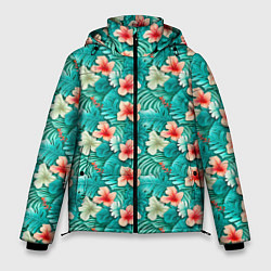 Мужская зимняя куртка Летние цветочки паттерн