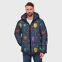 Куртка зимняя мужская Праздничные шарики, цвет: 3D-черный — фото 2