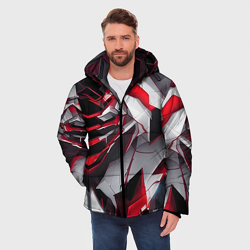 Мужская зимняя куртка Кибернетические рёбра / 3D-Черный – фото 3