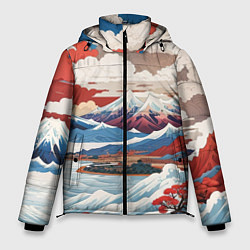 Куртка зимняя мужская Пейзаж в Японском стиле, цвет: 3D-черный