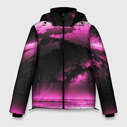 Мужская зимняя куртка Сай фай пейзаж в черно розовых тонах