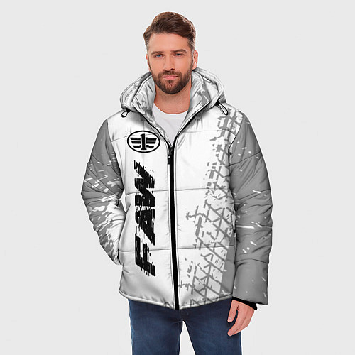 Мужская зимняя куртка FAW speed на светлом фоне со следами шин: по-верти / 3D-Черный – фото 3