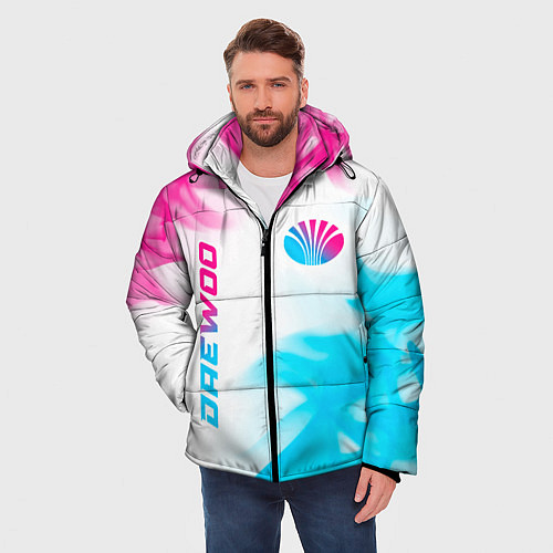 Мужская зимняя куртка Daewoo neon gradient style: надпись, символ / 3D-Черный – фото 3