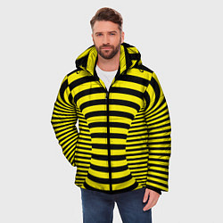 Куртка зимняя мужская Осиная талия - полосатая иллюзия, цвет: 3D-черный — фото 2