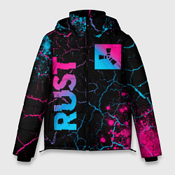 Куртка зимняя мужская Rust - neon gradient: надпись, символ, цвет: 3D-черный