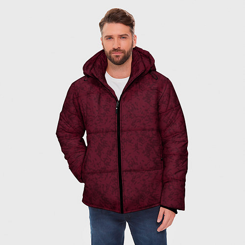 Мужская зимняя куртка Текстура тёмно-красный / 3D-Светло-серый – фото 3