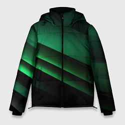 Мужская зимняя куртка Черно зеленые полосы