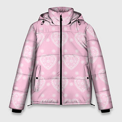 Куртка зимняя мужская Розовое кружево сердечки, цвет: 3D-черный