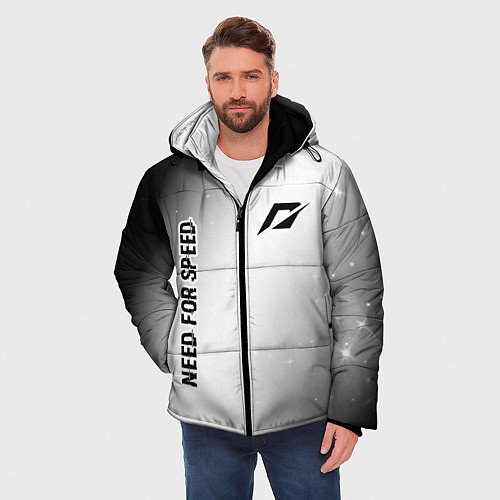 Мужская зимняя куртка Need for Speed glitch на светлом фоне: надпись, си / 3D-Черный – фото 3