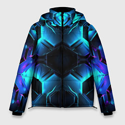 Куртка зимняя мужская Неоновые синие плиты, цвет: 3D-черный