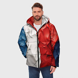 Куртка зимняя мужская Текстура пластилина белая синяя красная, цвет: 3D-черный — фото 2