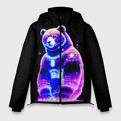 Куртка зимняя мужская Космический светящийся мишка, цвет: 3D-черный