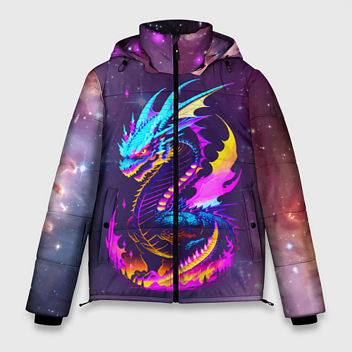 Мужская зимняя куртка Space dragon - neon glow - neural network / 3D-Красный – фото 1