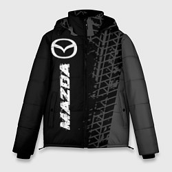 Куртка зимняя мужская Mazda speed на темном фоне со следами шин: по-верт, цвет: 3D-черный
