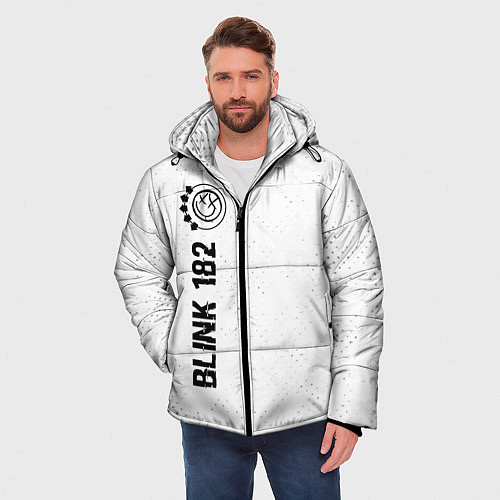 Мужская зимняя куртка Blink 182 glitch на светлом фоне: по-вертикали / 3D-Черный – фото 3