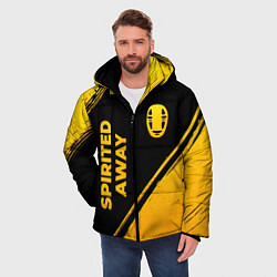 Куртка зимняя мужская Spirited Away - gold gradient: надпись, символ, цвет: 3D-черный — фото 2