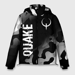 Куртка зимняя мужская Quake glitch на темном фоне: надпись, символ, цвет: 3D-черный