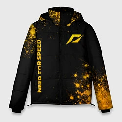Куртка зимняя мужская Need for Speed - gold gradient: надпись, символ, цвет: 3D-черный