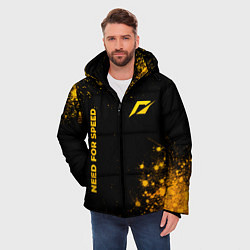 Куртка зимняя мужская Need for Speed - gold gradient: надпись, символ, цвет: 3D-черный — фото 2