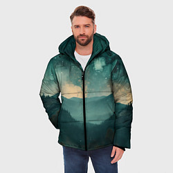 Куртка зимняя мужская Космическая ночь в горах, цвет: 3D-светло-серый — фото 2