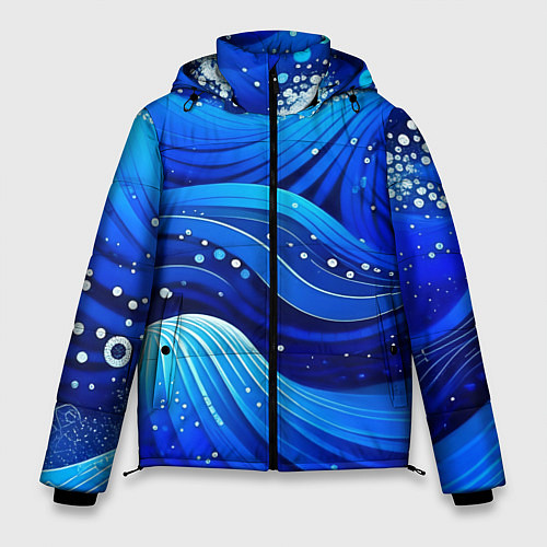 Мужская зимняя куртка Волны - текстура от нейросети / 3D-Светло-серый – фото 1