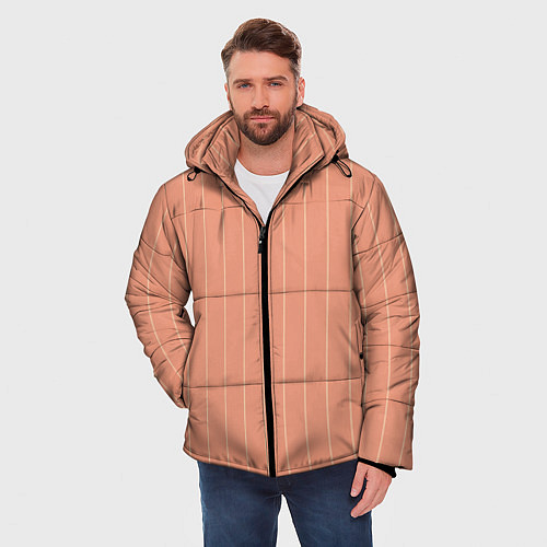 Мужская зимняя куртка Светлый коралловый полосы / 3D-Красный – фото 3