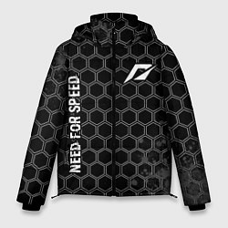 Куртка зимняя мужская Need for Speed glitch на темном фоне: надпись, сим, цвет: 3D-черный