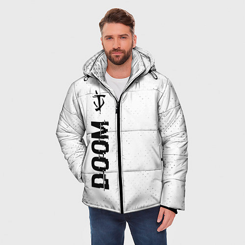 Мужская зимняя куртка Doom glitch на светлом фоне: по-вертикали / 3D-Черный – фото 3
