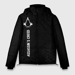 Куртка зимняя мужская Assassins Creed glitch на темном фоне: по-вертикал, цвет: 3D-черный