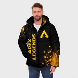 Куртка зимняя мужская Apex Legends - gold gradient: надпись, символ, цвет: 3D-черный — фото 2
