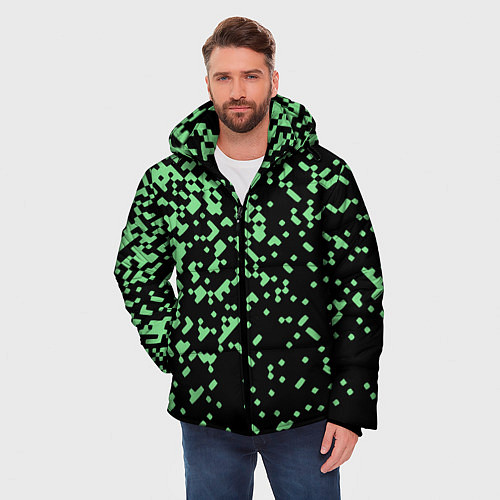 Мужская зимняя куртка Green pixel / 3D-Черный – фото 3