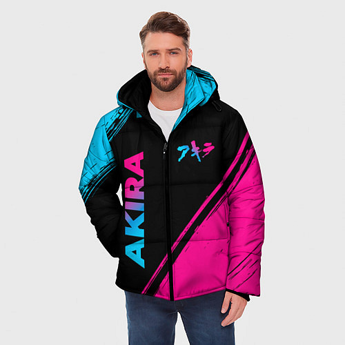 Мужская зимняя куртка Akira - neon gradient: надпись, символ / 3D-Черный – фото 3