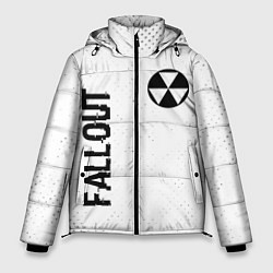 Куртка зимняя мужская Fallout glitch на светлом фоне: надпись, символ, цвет: 3D-черный