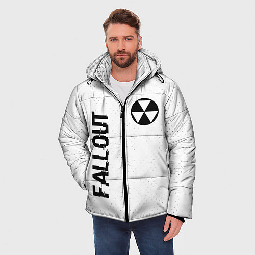 Мужская зимняя куртка Fallout glitch на светлом фоне: надпись, символ / 3D-Черный – фото 3