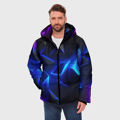 Мужская зимняя куртка Blue dark neon / 3D-Черный – фото 3