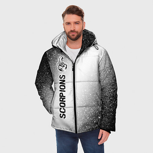 Мужская зимняя куртка Scorpions glitch на светлом фоне: по-вертикали / 3D-Черный – фото 3