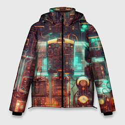 Куртка зимняя мужская Светящиеся панели, цвет: 3D-черный