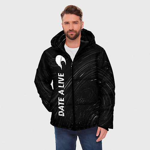 Мужская зимняя куртка Date A Live glitch на темном фоне: по-вертикали / 3D-Черный – фото 3