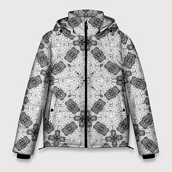 Мужская зимняя куртка Черно-белый ажурный кружевной узор Геометрия